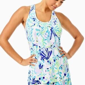 Lilly Pulitzer Blue and Green Patterned Tank Top